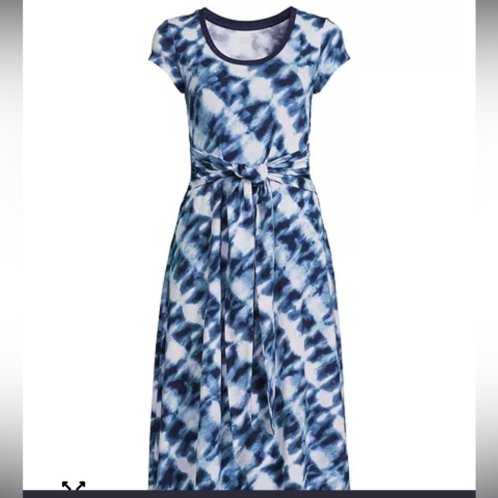 Lands' End Blue and White Tie-Dye Dress Size Small 6-8